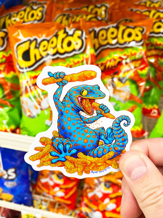 GLITTER STICKER: Cheeto Gecko