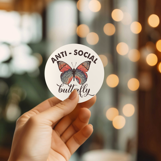 Anti-Social Butterfly Vinyl Sticker