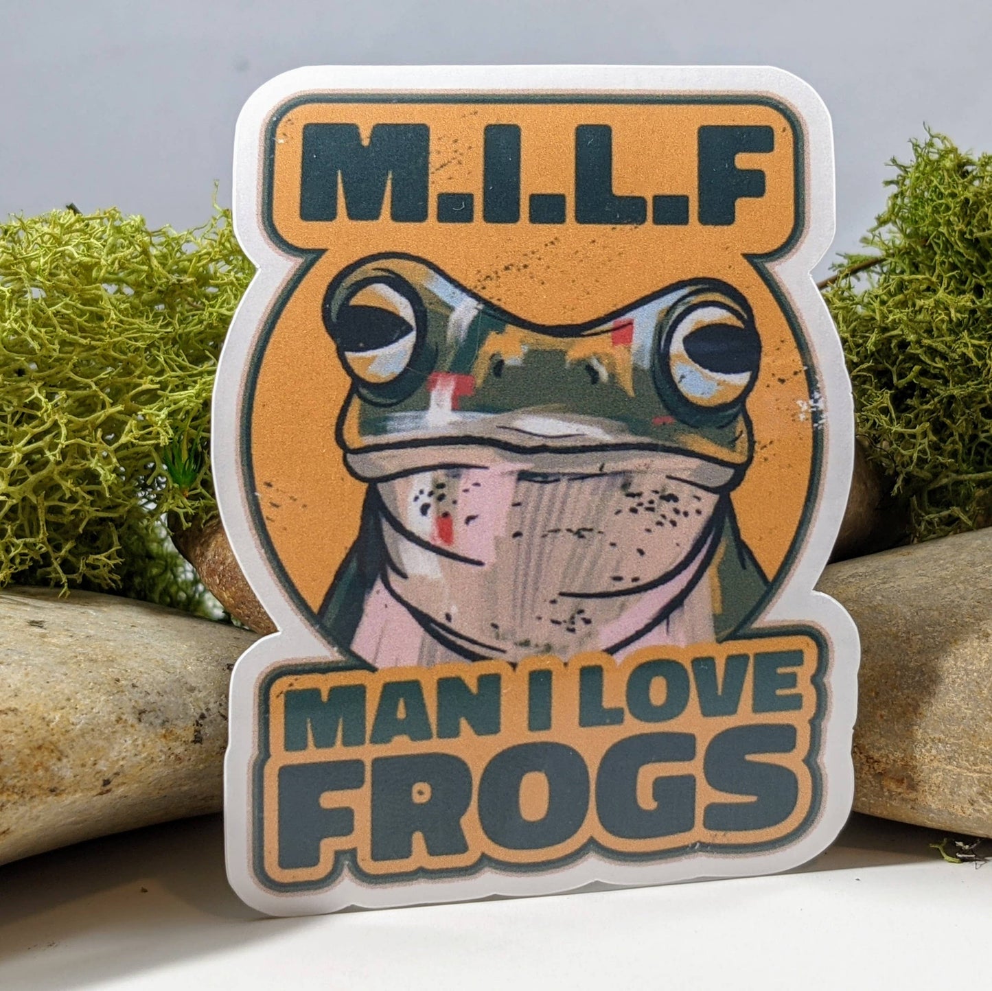 M.I.L.F Man I Love Frogs Funny Pun Sticker - 2.5"