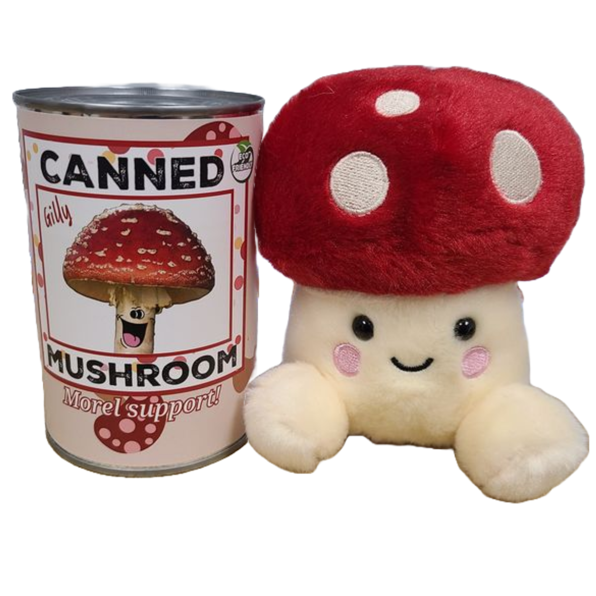 Canned Mushroom - Amanita Mushroom Plush Gift in Can w/Jokes