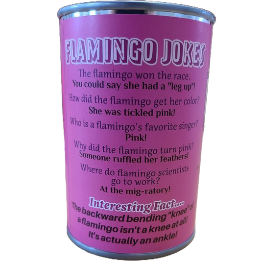 Rosy the Canned Flamingo w/Jokes - Eco-Friendly Recycled