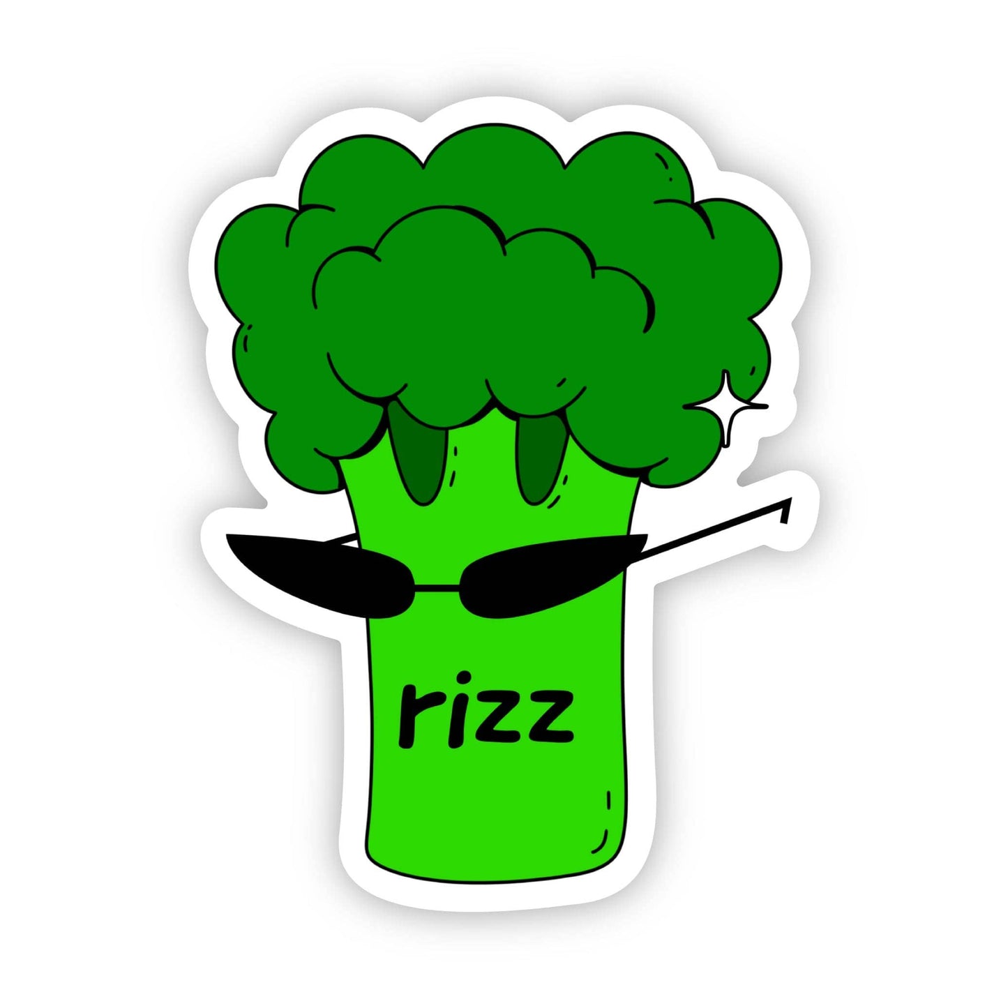 Rizz Broccoli Haircut Black Sunglasses Sticker