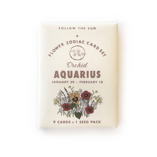 Flower Zodiac Sticker Card Set - Aquarius (Jan 20 - Feb 18)