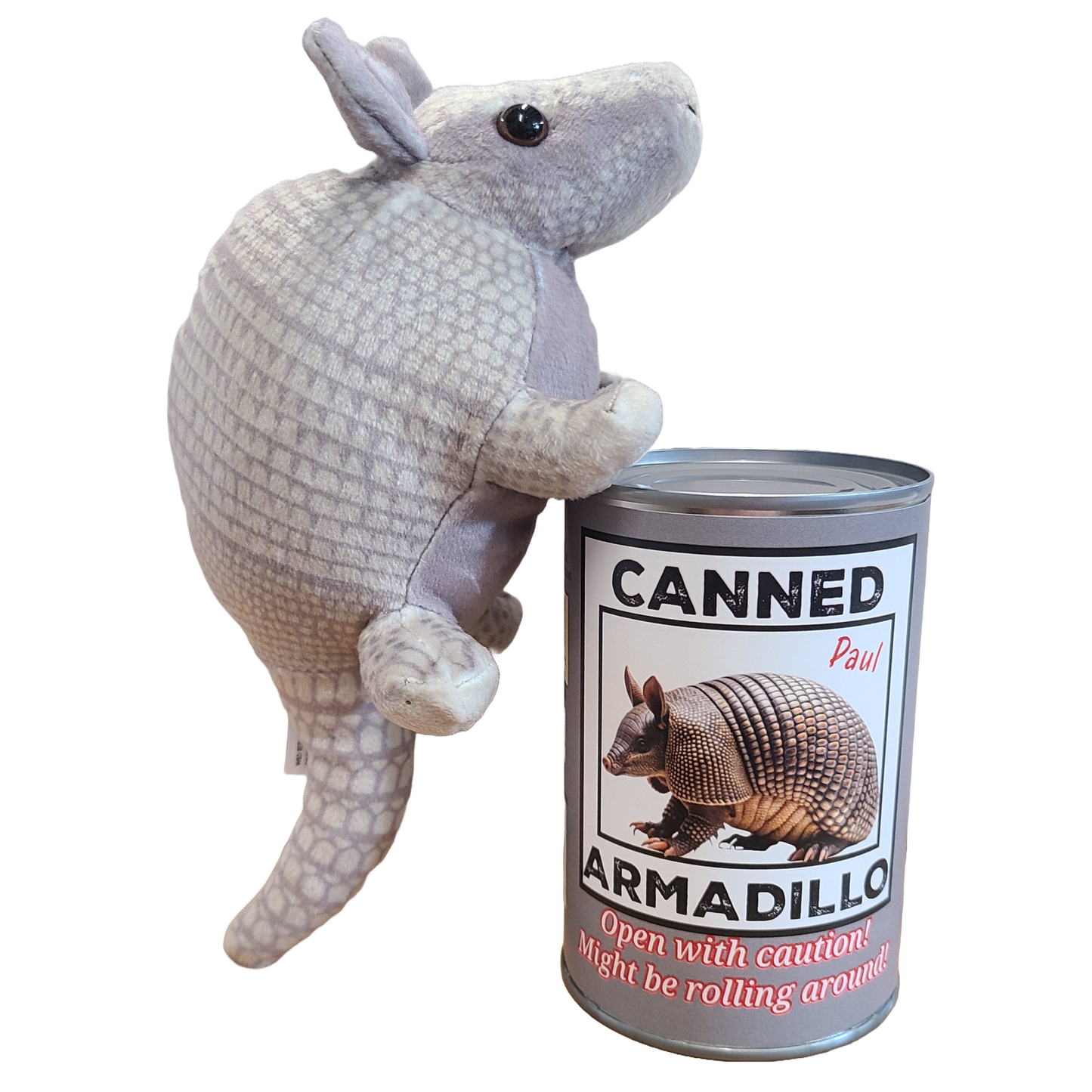 Canned Armadillo | Stuffed Animal Plush w/Funny Jokes on Can