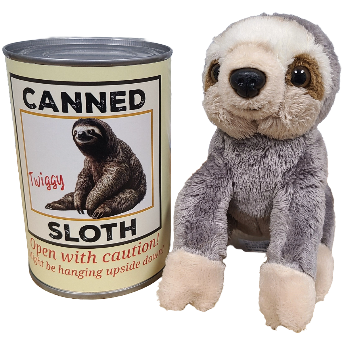 Twiggy the Canned Sloth Stuffed Animal Plush w/Funny Jokes