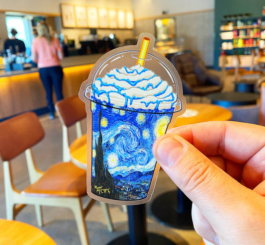 CLEAR STICKER: Van Gogh's Starry Night Frappuccino