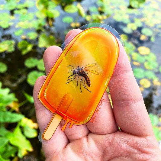 CLEAR STICKER: Jurassic Popsicle (Mosquito In Amber Dessert)