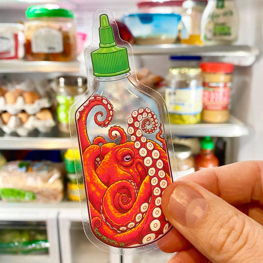 CLEAR STICKER: Srirachapus (Sriracha Octopus)