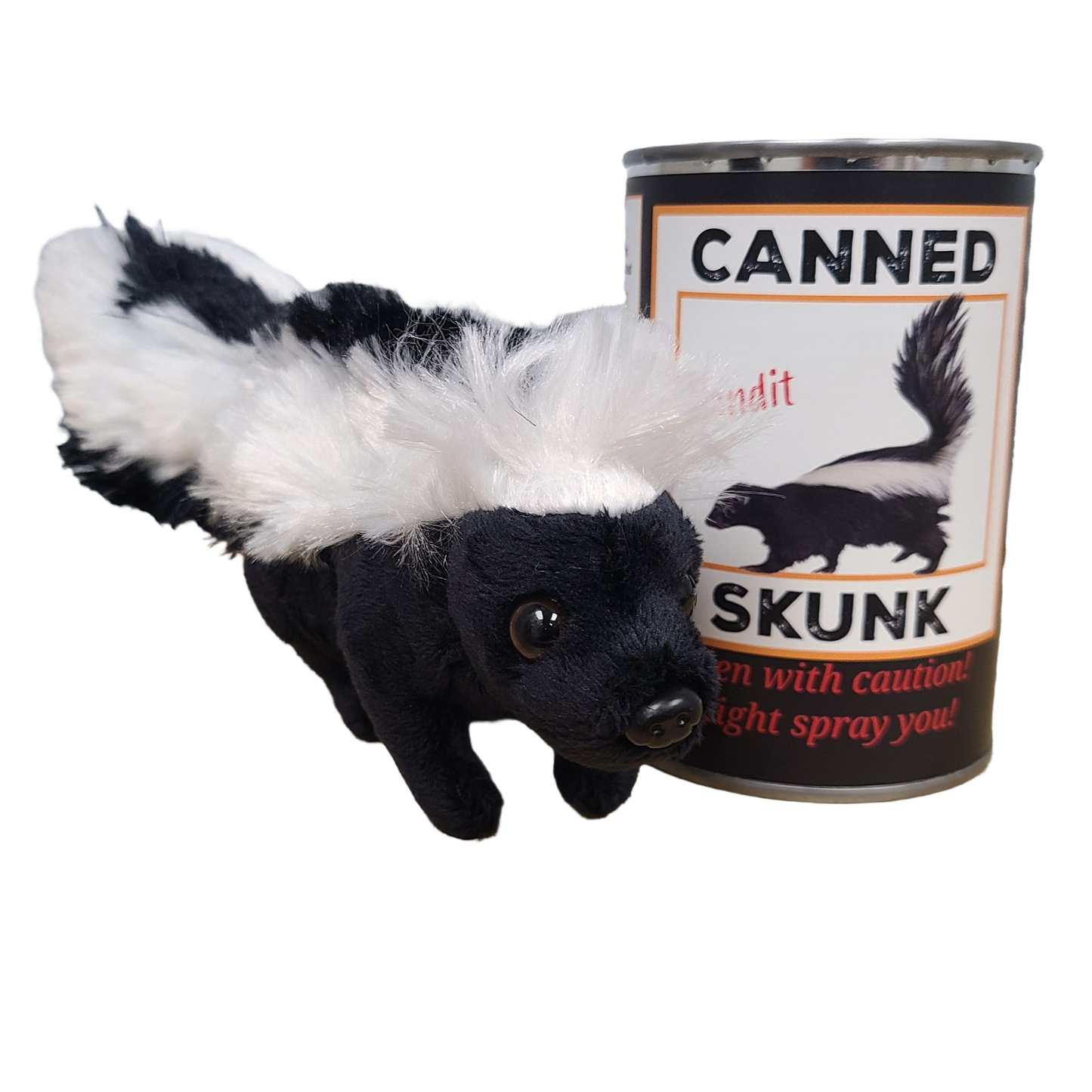 Canned Skunk | Stuffed Animal Plush w/Funny Jokes on Can