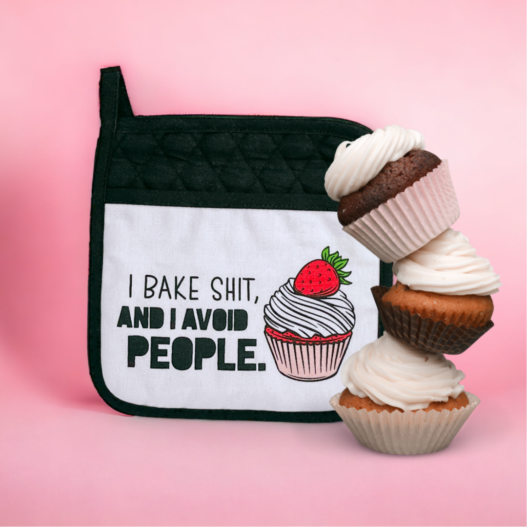 I Bake Shit And I Avoid People Potholder