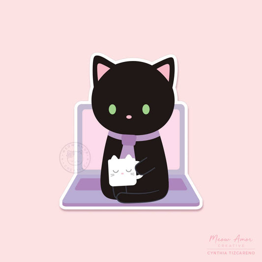 Office Cat Vinyl Sticker