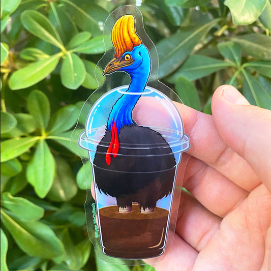 CLEAR STICKER: Cassowary Frappuccino