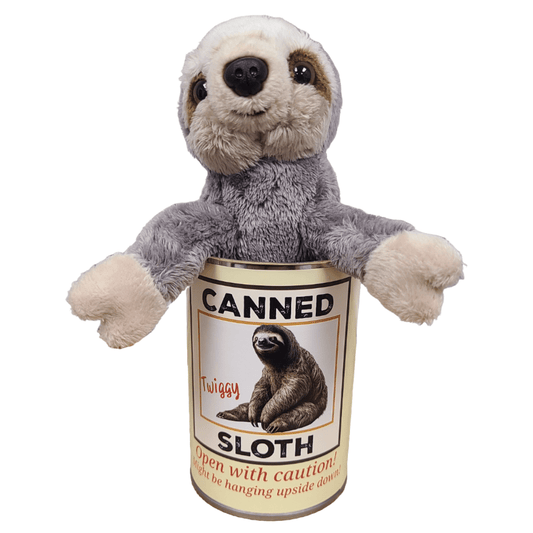 Twiggy the Canned Sloth Stuffed Animal Plush w/Funny Jokes