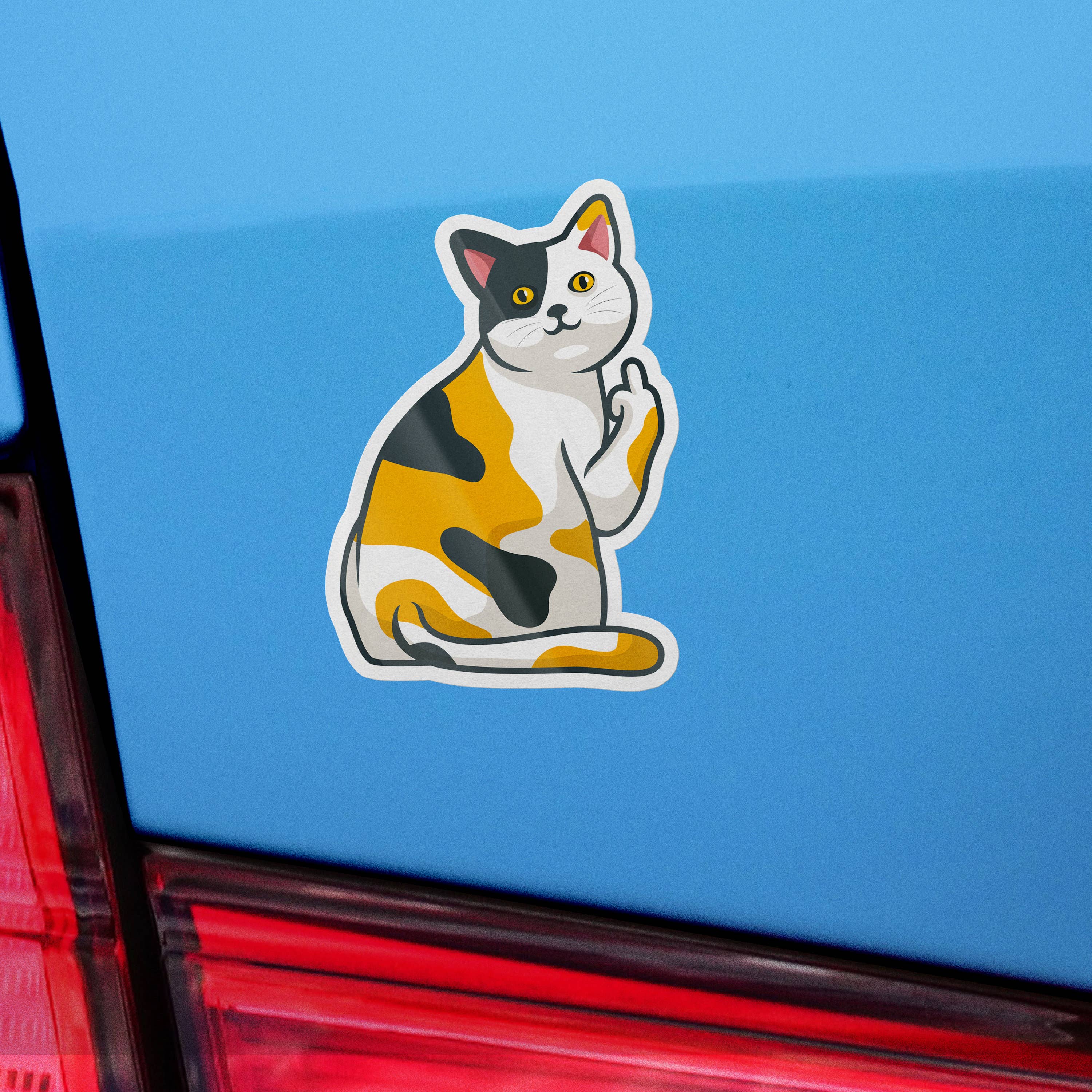 Cat Flipping off sticker Snark Gifts