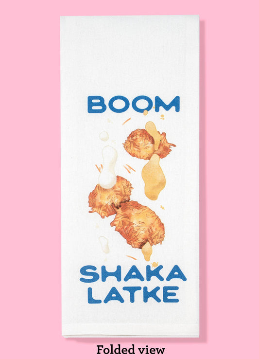 Boom Shaka Latke  Hanukkah kitchen towel   dishtowel