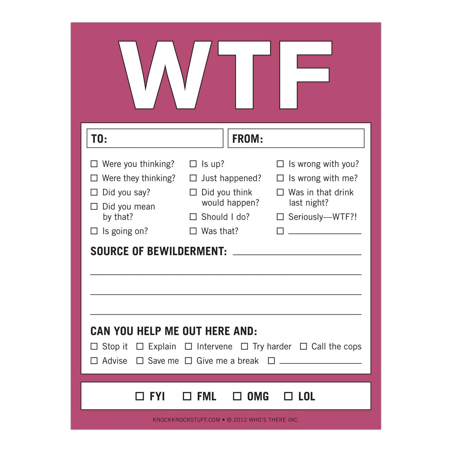 WTF Nifty Note Pad (Magenta Purple)