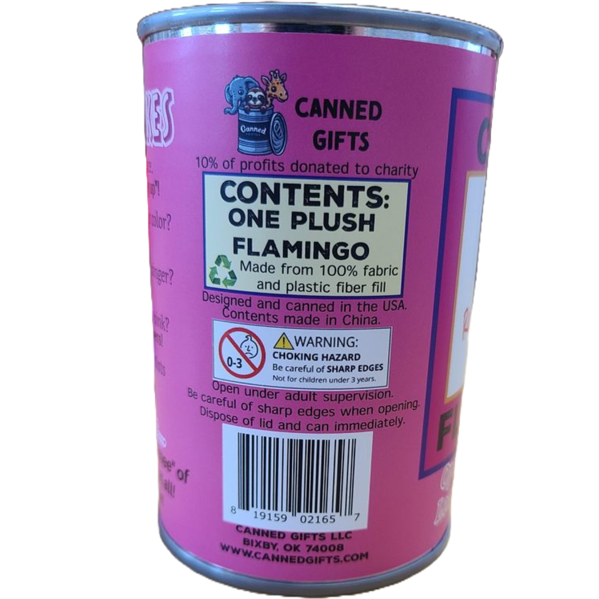 Rosy the Canned Flamingo w/Jokes - Eco-Friendly Recycled