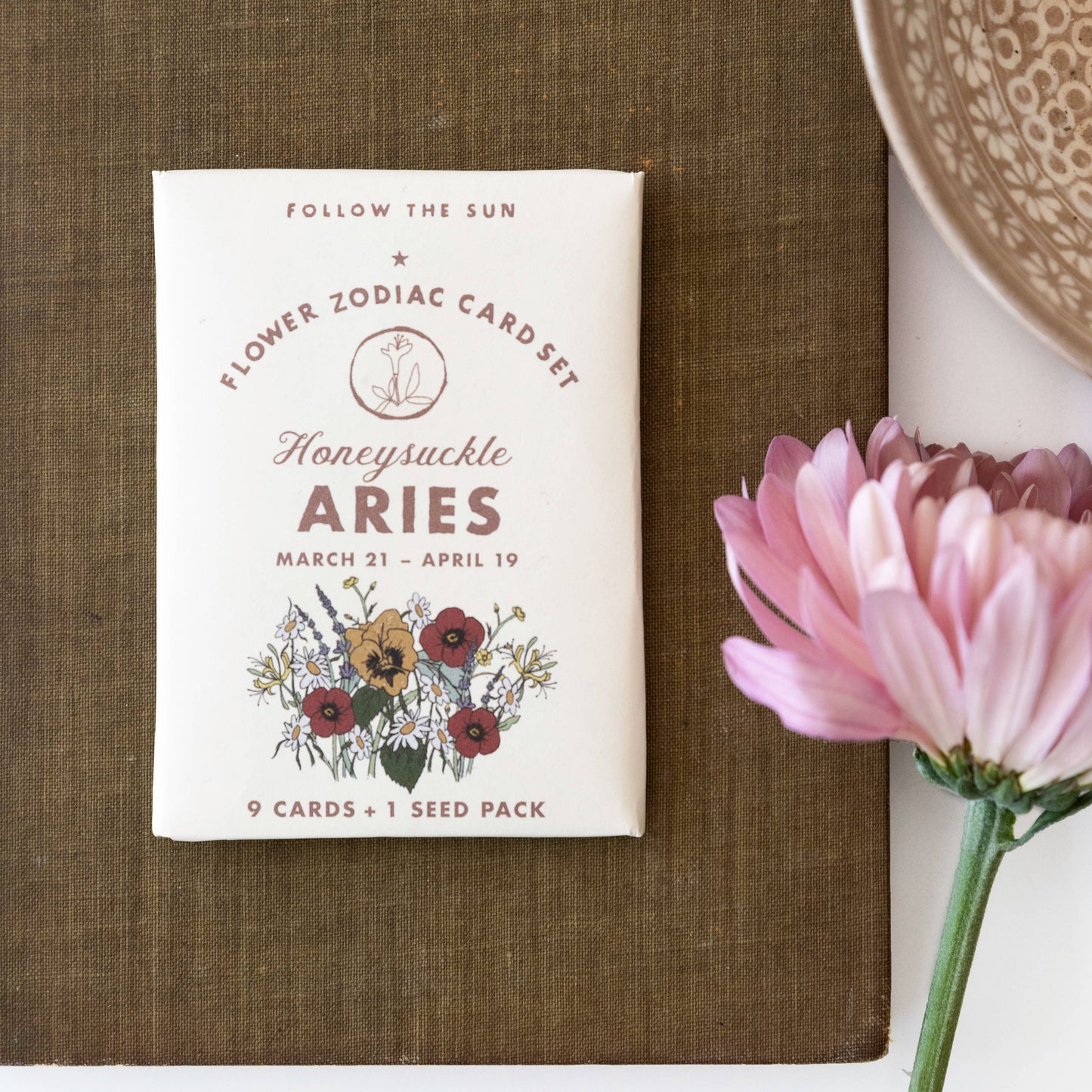 Flower Zodiac Sticker Card Set - Aries (Mar 21 - Apr 19)