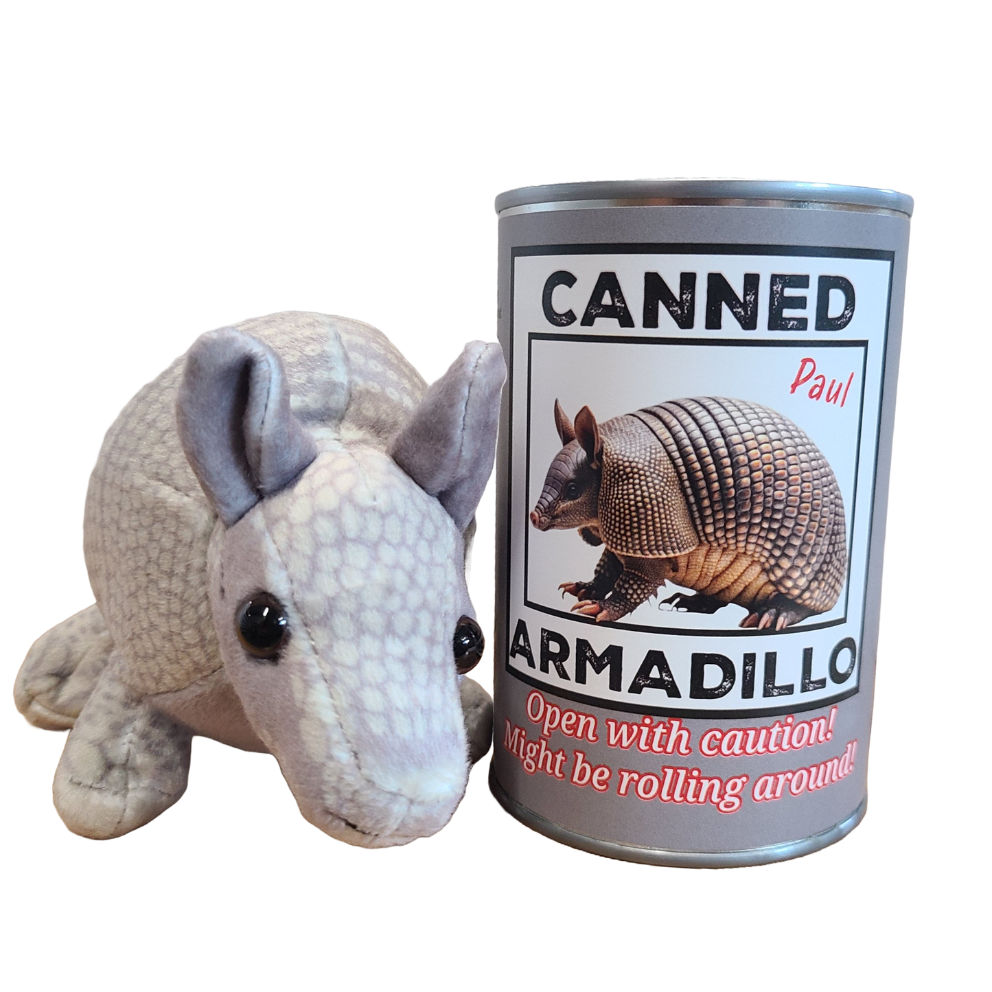 Canned Armadillo | Stuffed Animal Plush w/Funny Jokes on Can