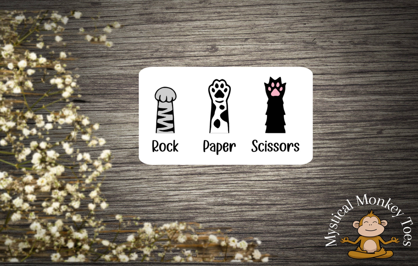 Cat Paws Rock Paper Scissors Vinyl Sticker