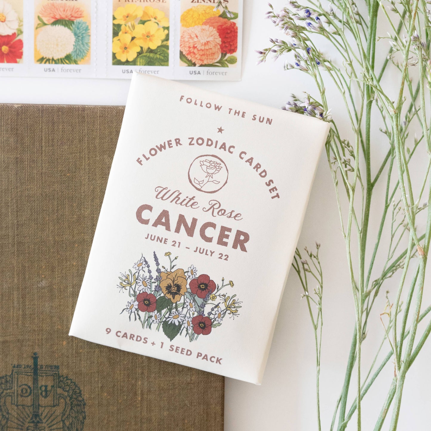 Flower Zodiac Sticker Card Set - Cancer (June 21 - July 22)