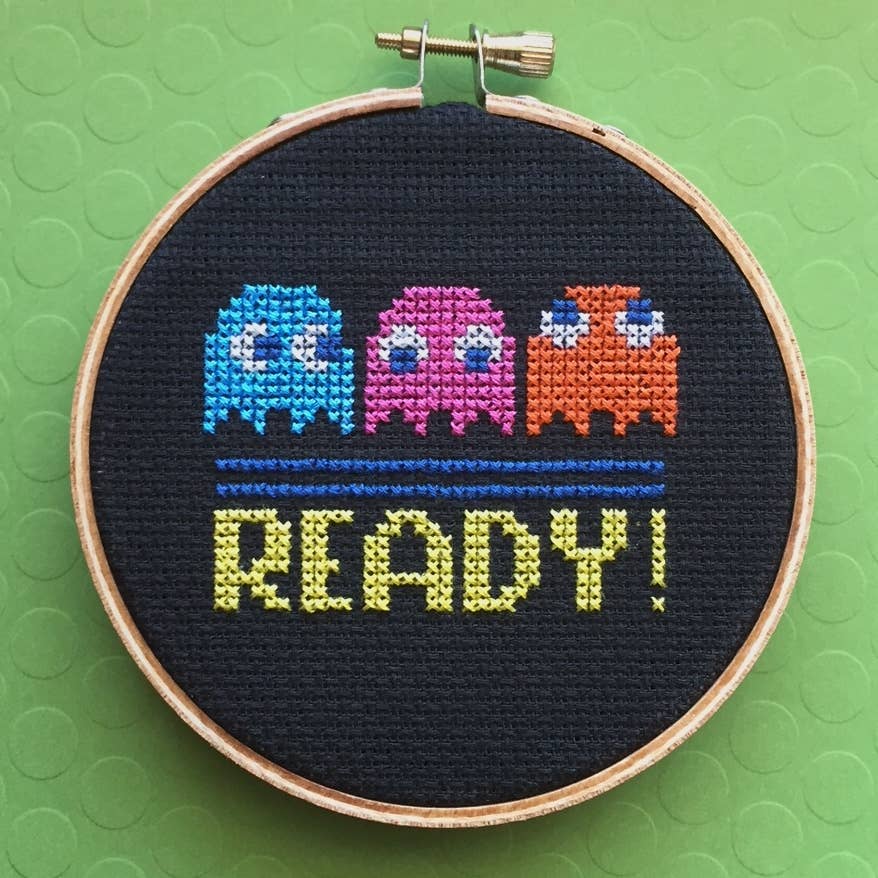 Pac Man Game Counted Cross Stitch DIY KIT