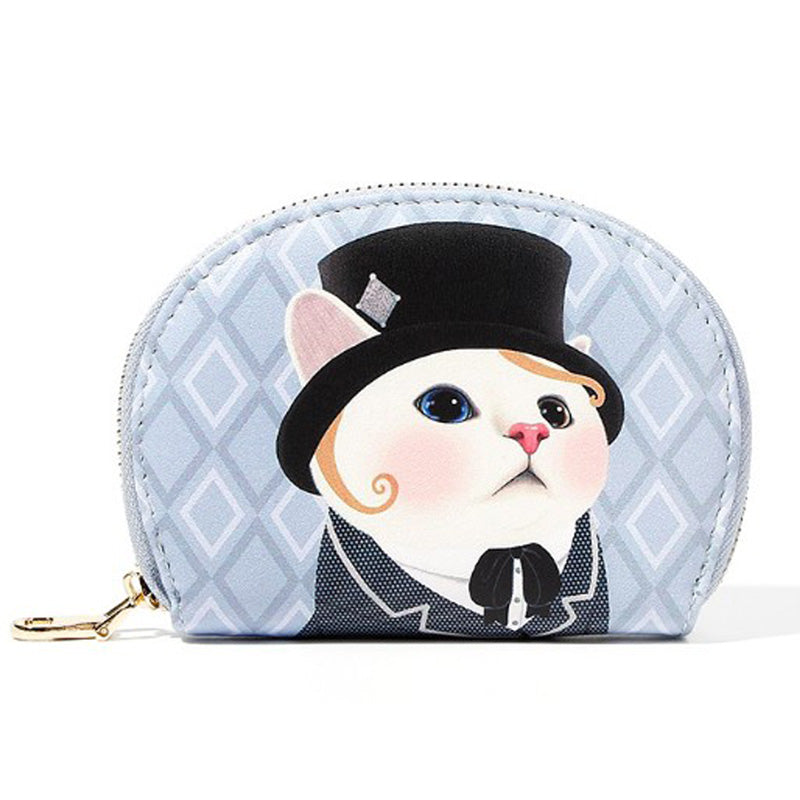 Fancy Cat Change Purse - Tophat Blue